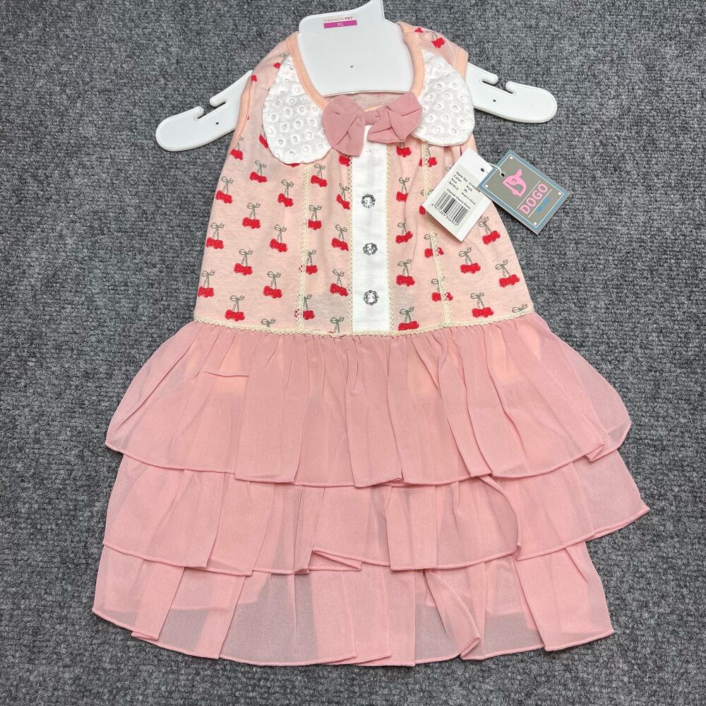 DOGO Pink Cotton Cherry Print Dress Size XL